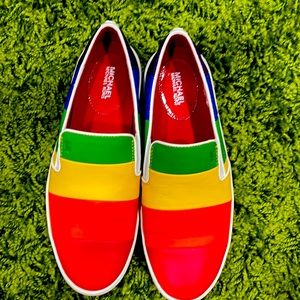 Micheal Kors Rainbow Sneakers Slip in. Worn once and still in great. Condition.